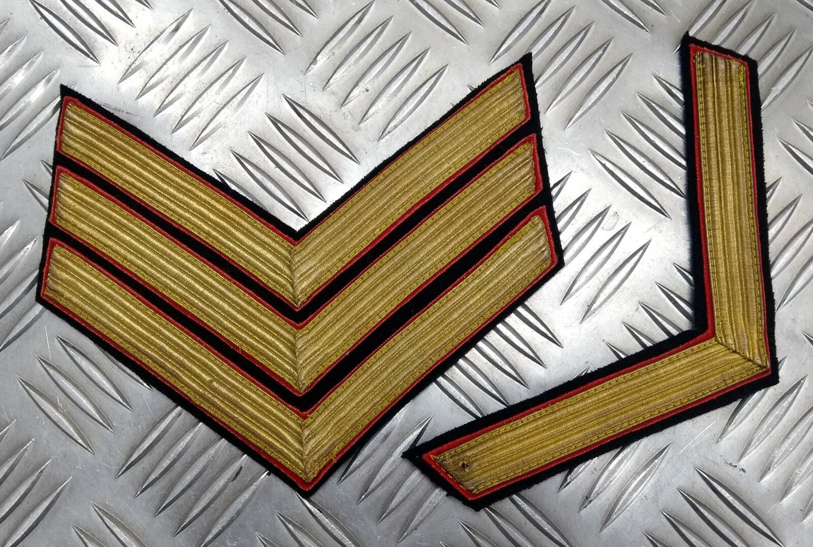 Genuine Vintage British Issue Gold Wire Embroidered Rank Chevrons