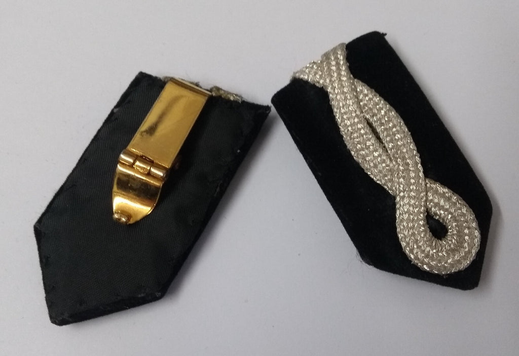 SNR Rank Gorgets Black Velvet & Silver Cord Detail For Senior Officers Uniform
