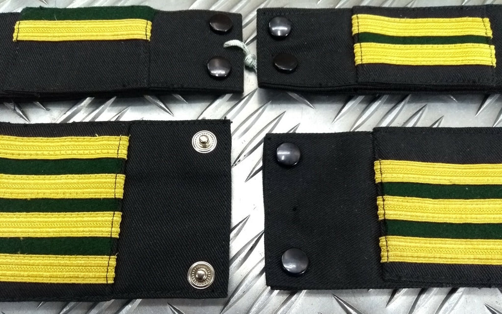 Genuine Vintage Navy Rank Shoulder Tabs Press Stud Gold Lace & Green Flashes