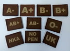 Genuine British Issue Blood Group Medical Information ID Patches UBAC