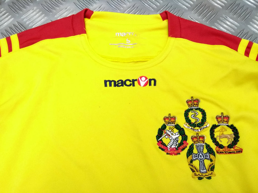 British Army Sport Shirt RAMC QARANC RADV RADC Macron Yellow Long Sleeve with Numbers