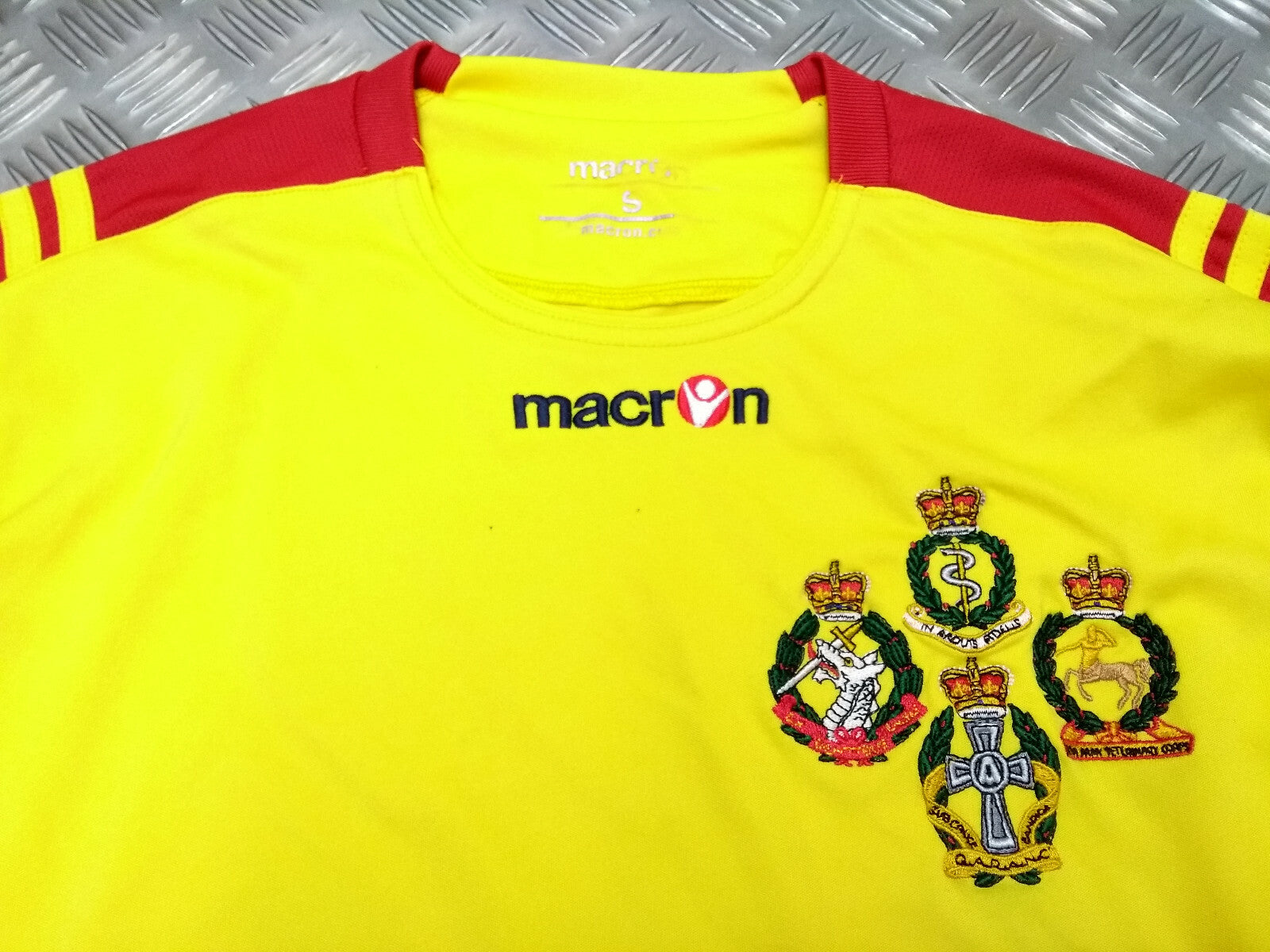 British Army Sport Shirt RAMC QARANC RADV RADC Macron Yellow Long Sleeve with Numbers