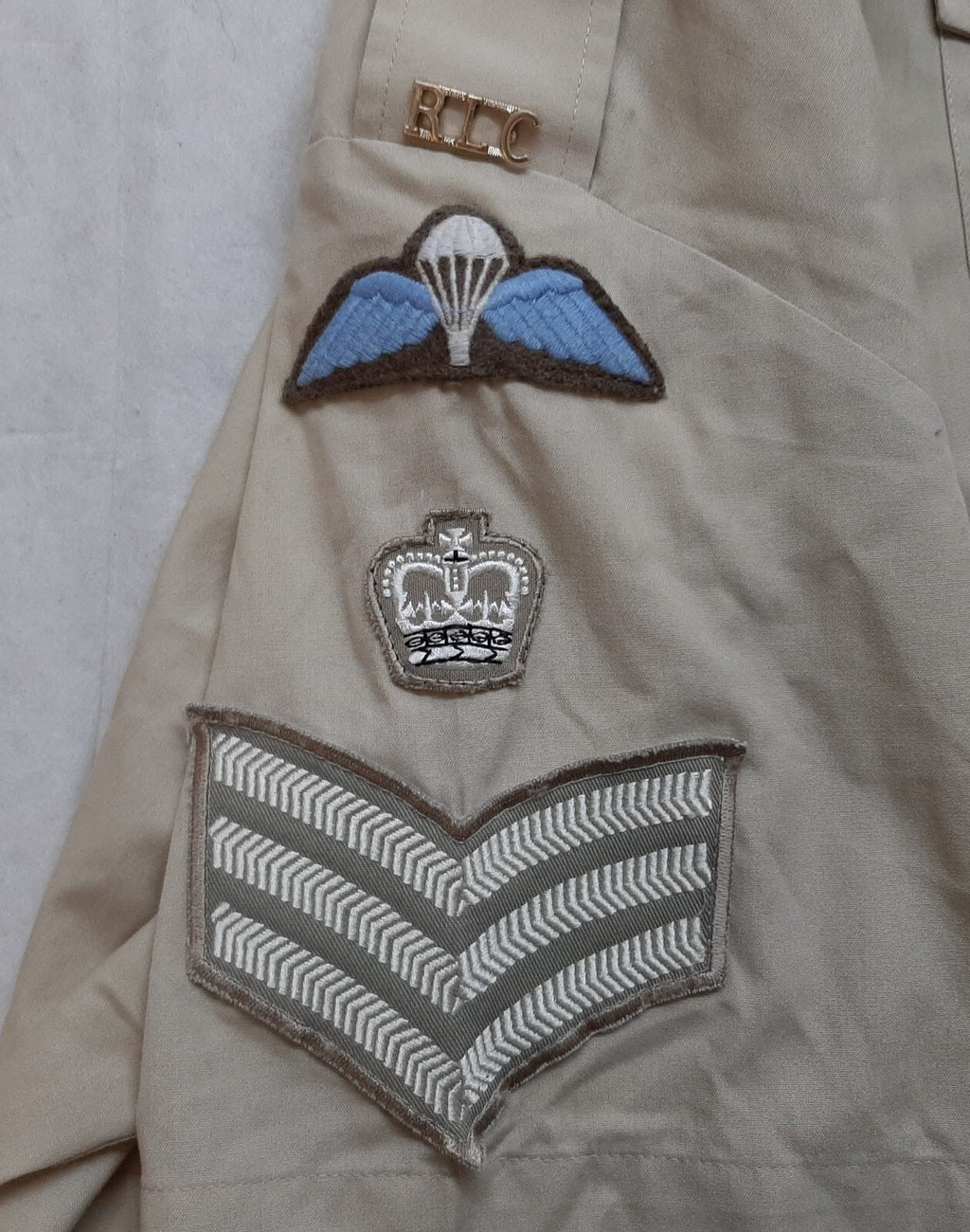 British Army No2 Shirt Short Sleeves FAD RLC Staff Sergeant With Para Wings
