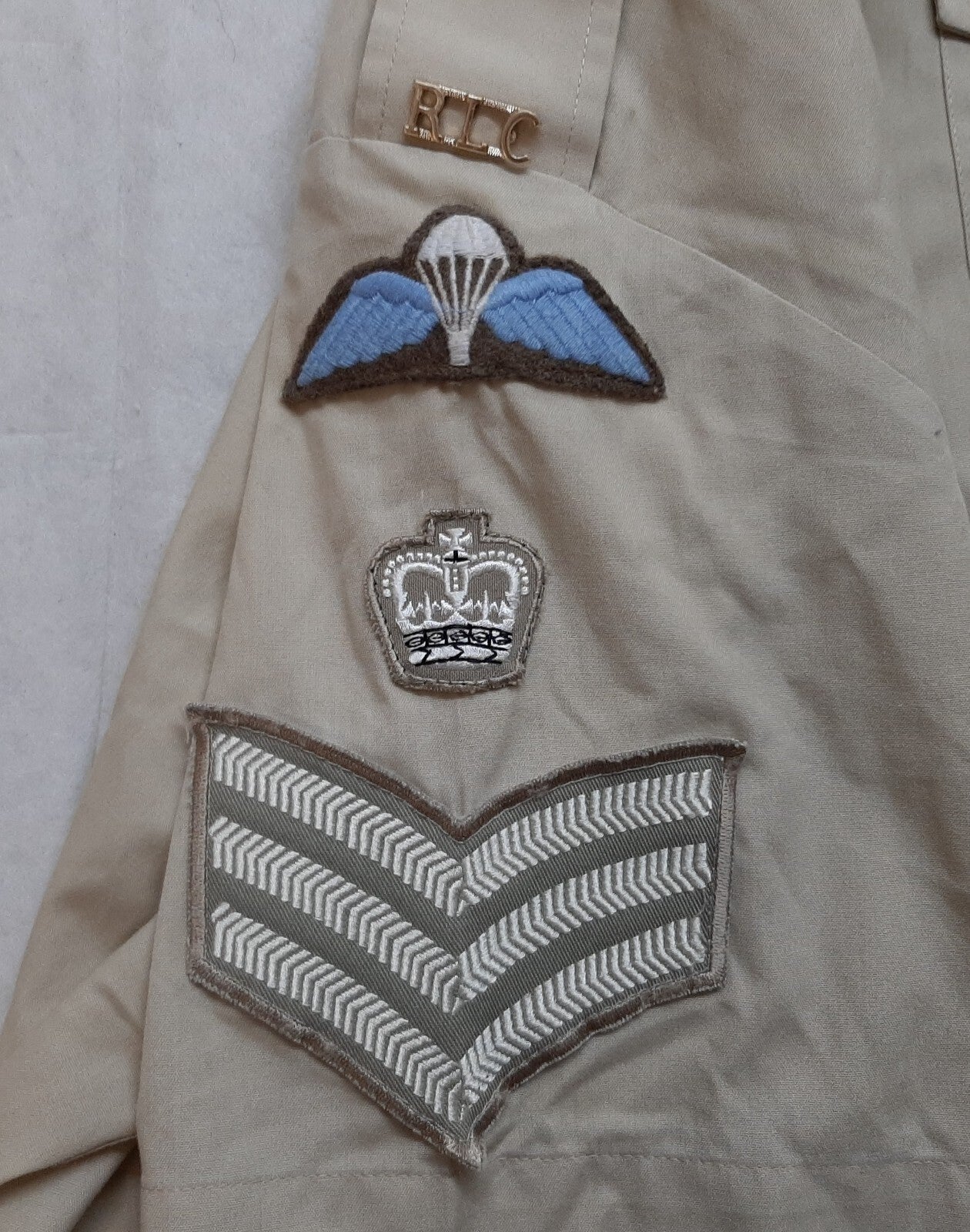 British Army No2 Shirt Short Sleeves FAD RLC Staff Sergeant With Para Wings