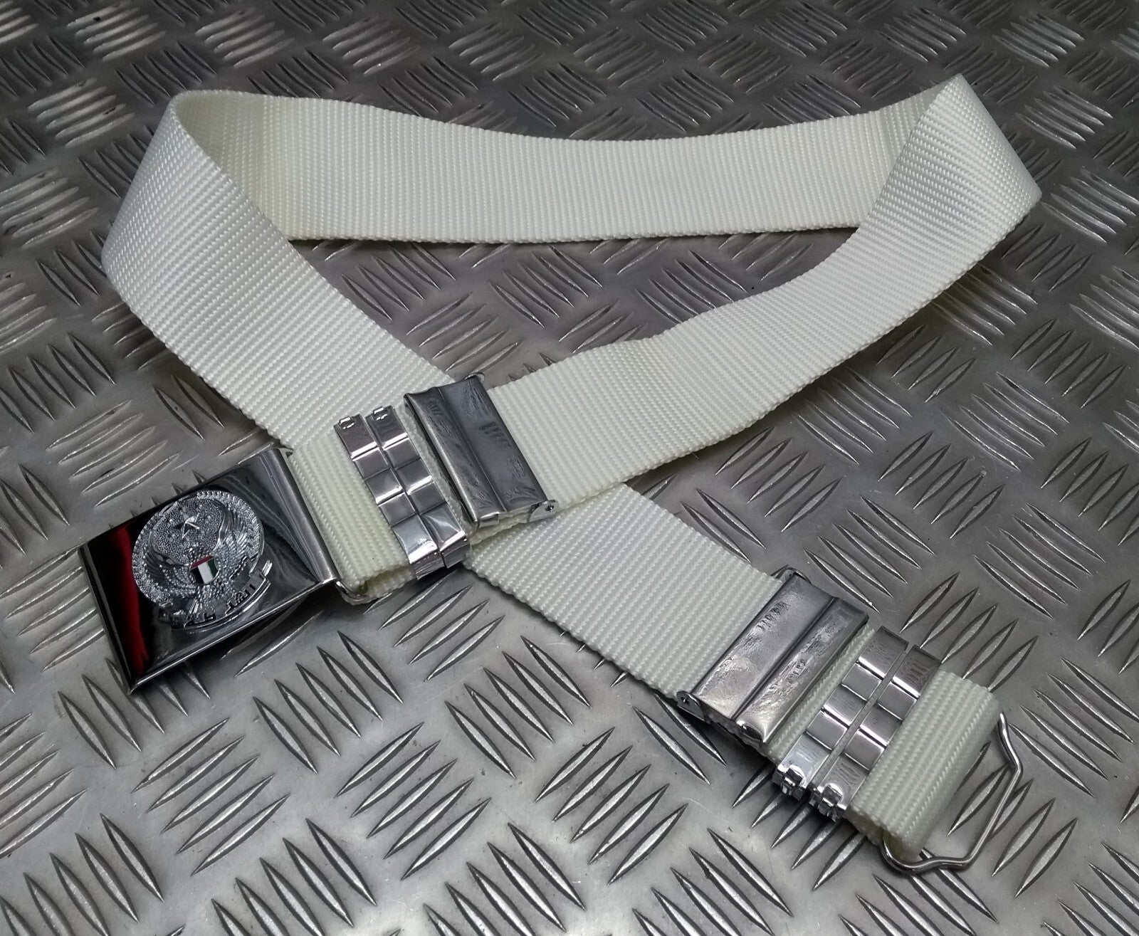 Abu Dhabi Belt White Nylon With Buckle For Ceremonial & Parade Duties