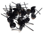 25 Black Rosette Two Prong Fitments Metal Small Grown Rose Heads Job Lot