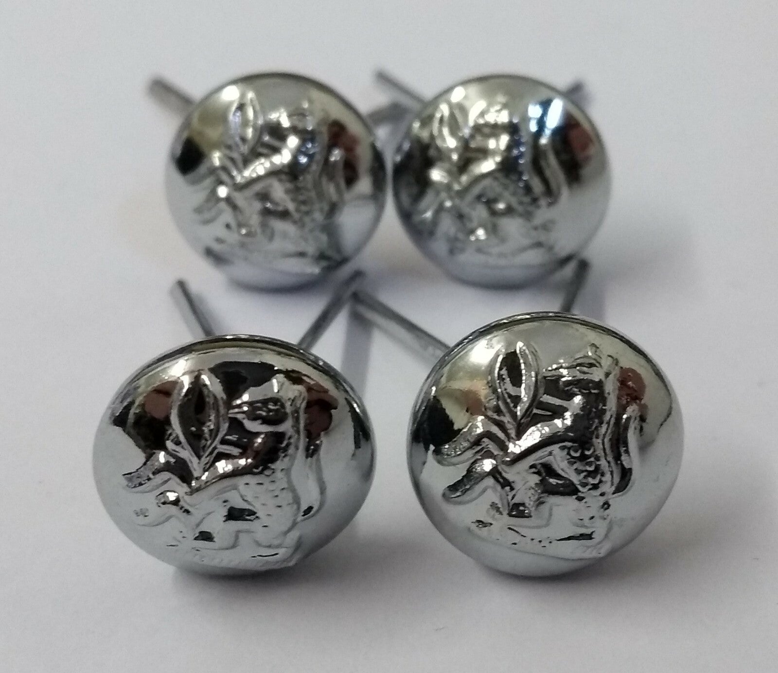 Guyana Leopard Insignia Obsolete Chrome Chinstrap Buttons Split Pin Buttons X8