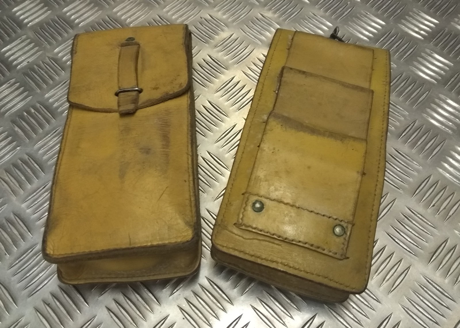 Genuine Vintage Leather Ammo / Utility Pouch Light Brown / Tan X2