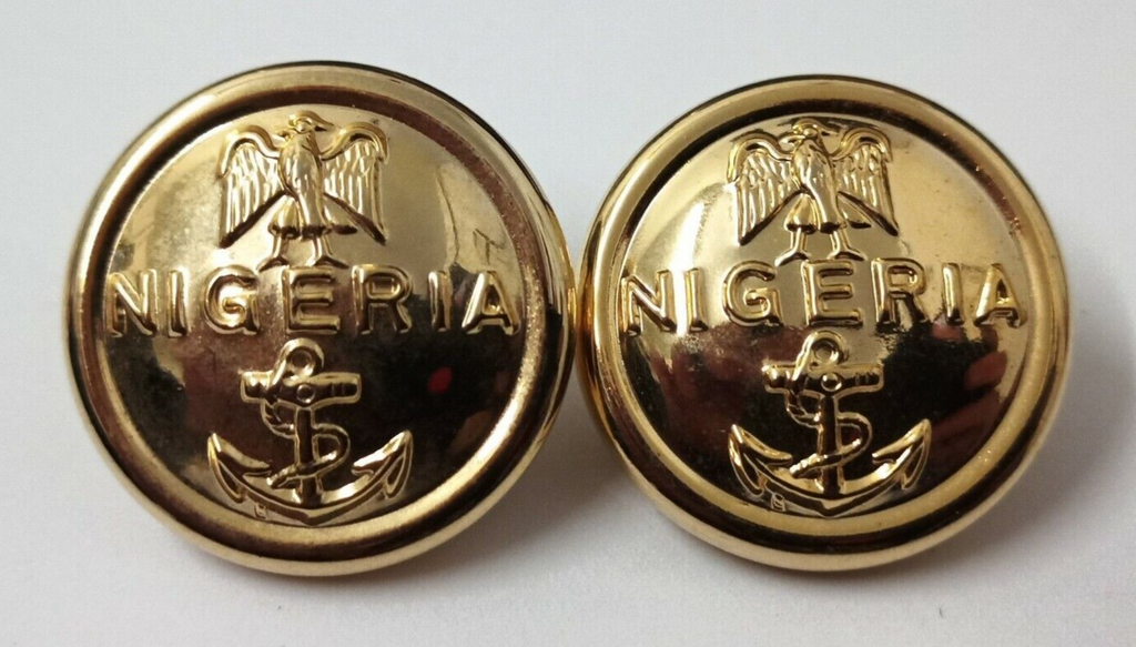 Genuine Nigerian Navy Issue Eagle and Anchor Insignia Ring Back Buttons X2 V0347