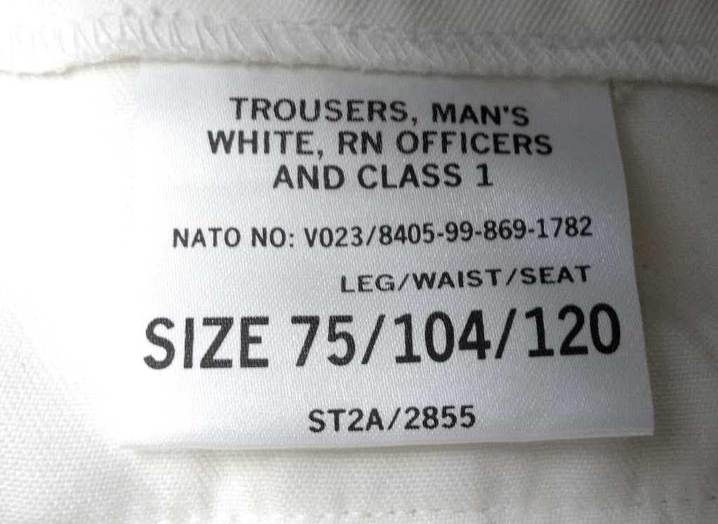 White Naval Trousers Officer & Gentleman Class 1 CI British Royal Navy 104cm New