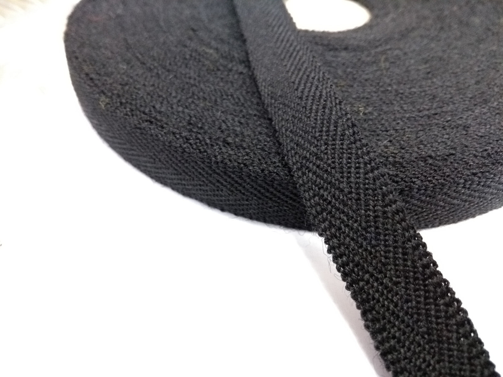 Herringbone Worsted Cotton Black ½" wide Braided Tape Lace Genuine British Made