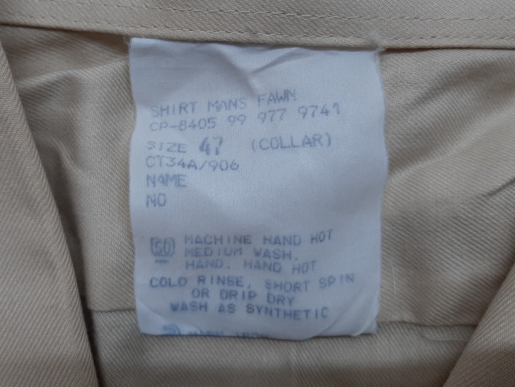 British Army Style Fawn Shirt No2 Dress Old Pattern Long Sleeve Collar 47cm