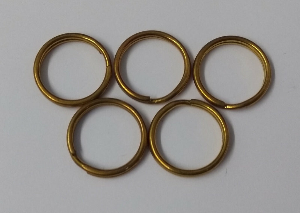 Genuine Vintage British Issue Dark Brass 5/8" Shank Split Rings x5