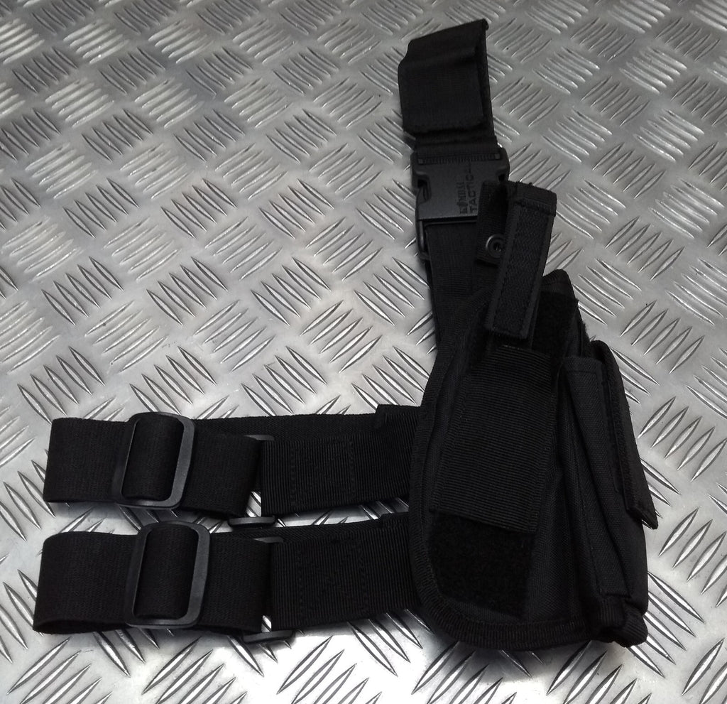 Drop Leg Holster Stealth Black Airsoft Universal Size Cordura Construction