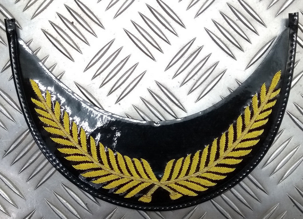 Officers Palmleaf Braid Cap Peak Gold on Black PVC British Made