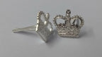 Rank Crown 3/8" Dead Silver Officers Insignia Wire Fitment x 2 NEW