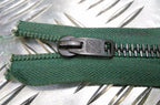 Genuine British 9" Dual Head Green Metal Zip / Zipper Heavy Duty