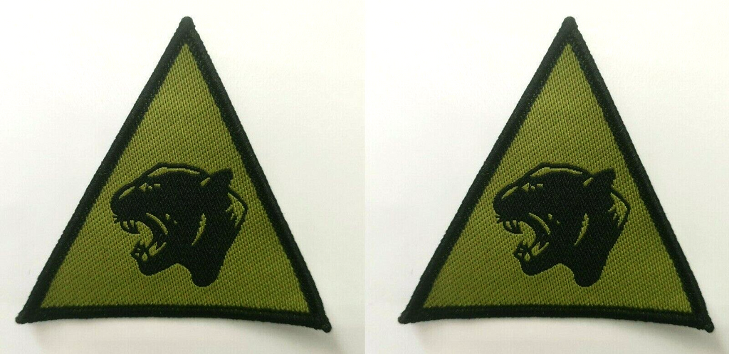 British Army 19th Light Brigade Panther Black on Green TRF Badge 1 pair