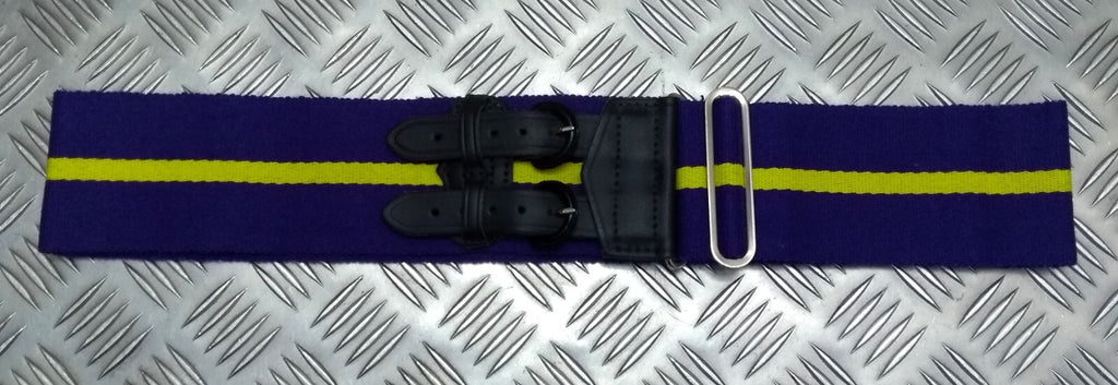 Stable Belt Issue Purple with Yellow Stripe Double Leather Strap 36"