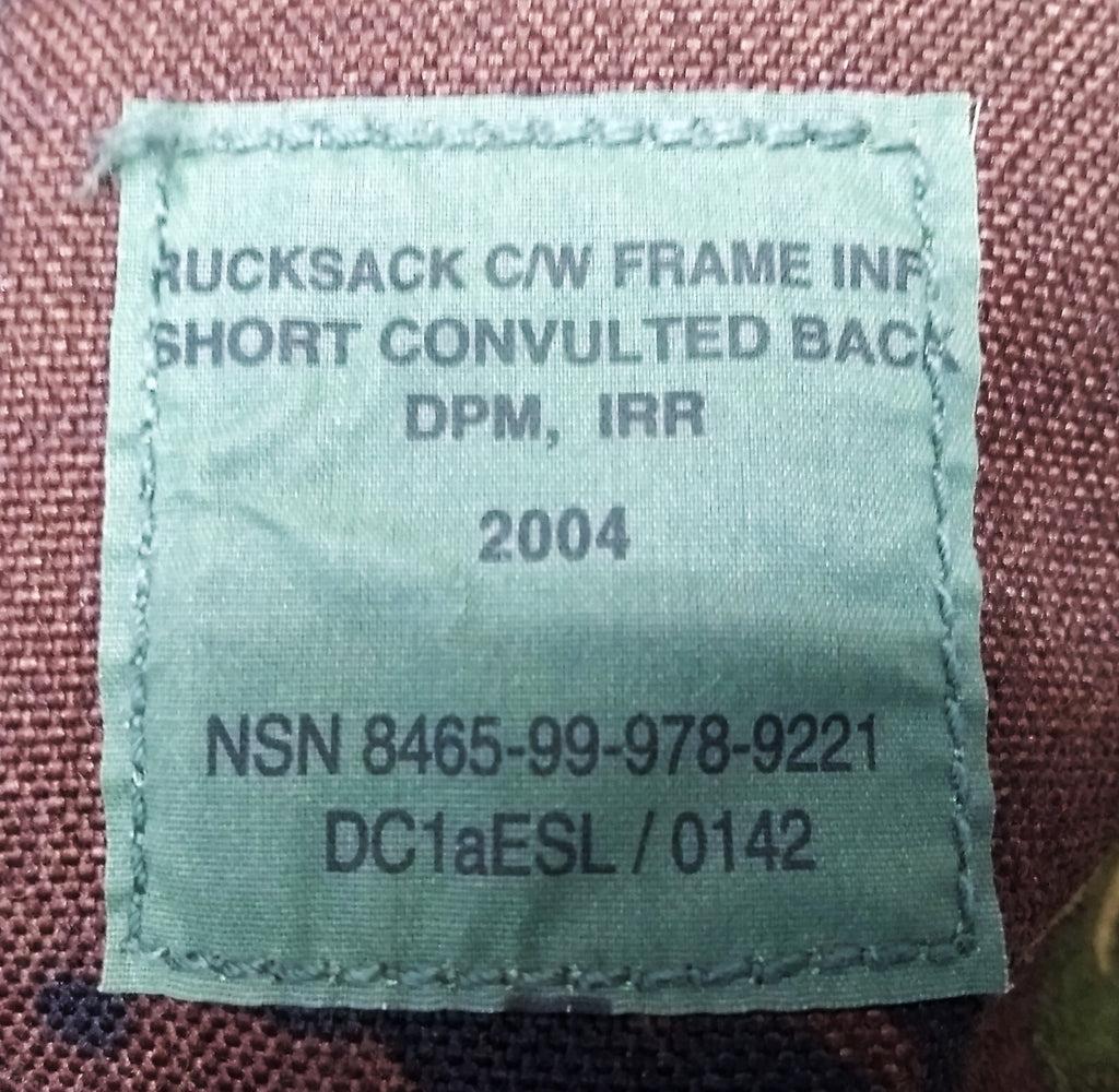 DPM Woodland Bergen Rucksack Old Pattern British Army Short Back IRR INF Frame
