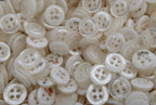 Vintage Buttons 50 4 Hole Tri Service Dress Shirt Pearlesque Clear White 12.6mm