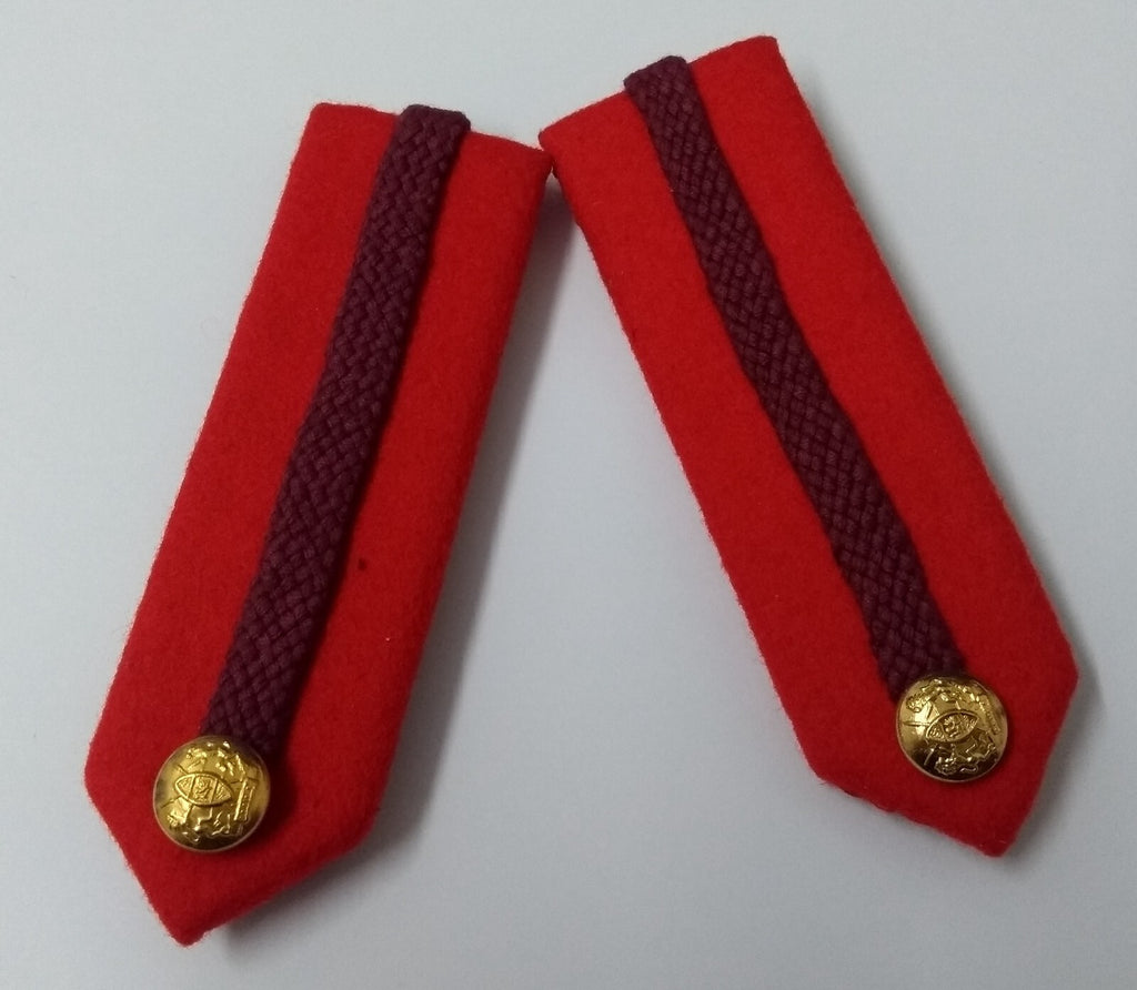 SNR Rank Gorgets Scarlet Red Melton & Maroon Braid Detail For Senior Officers