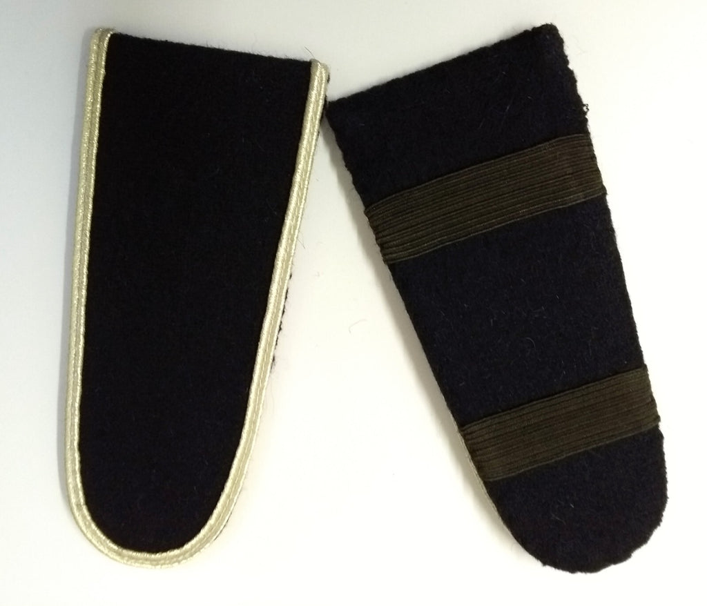 Shoulder Boards Slide On Melton Wool Type With Silver Braided Edging Dark Blue