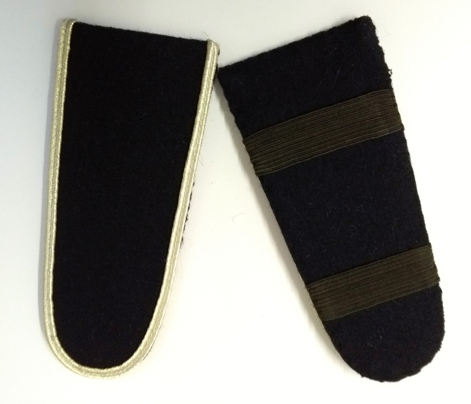 Shoulder Boards Slide On Melton Wool Type With Silver Braided Edging Dark Blue