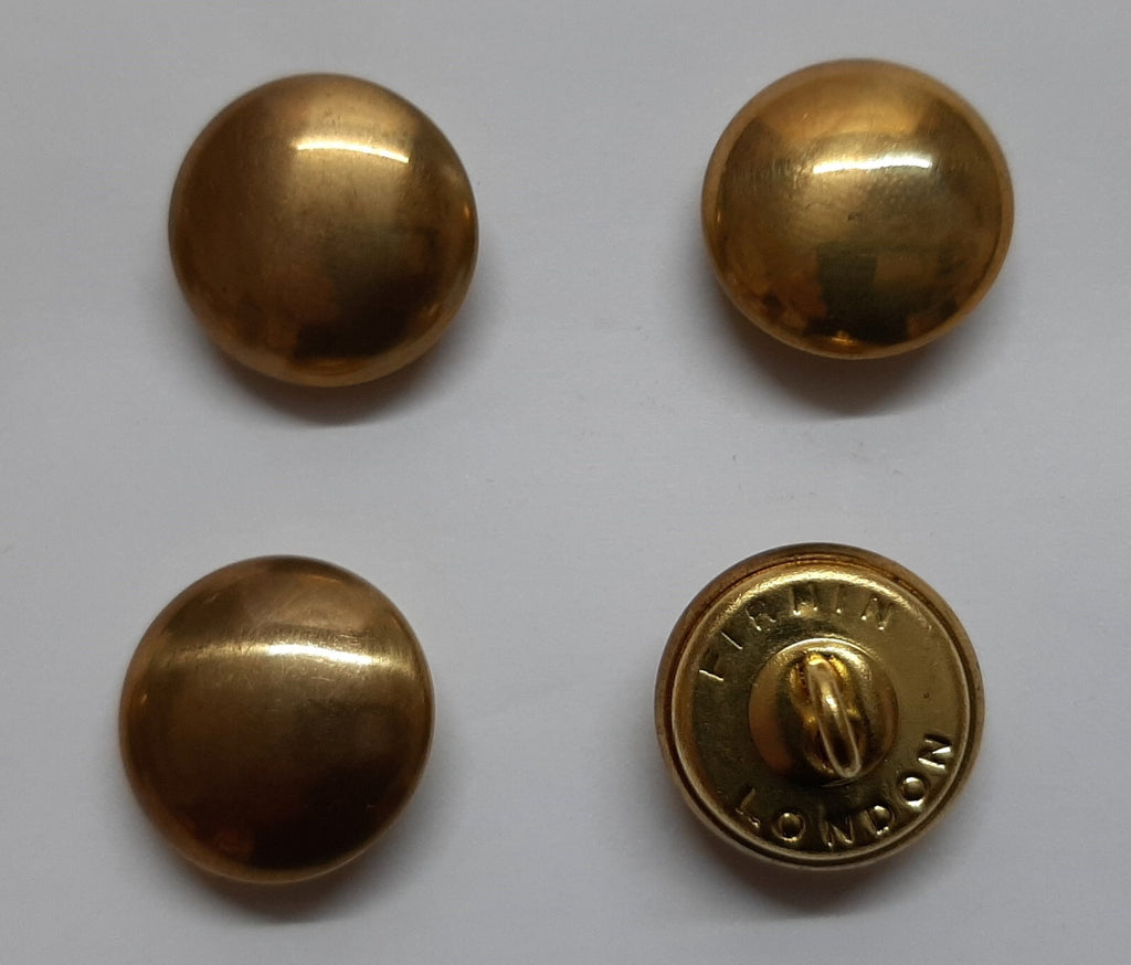 Light Dragoons Buttons Dress Plain Domed Brass Ring Backed Size 27L x 3 Pairs