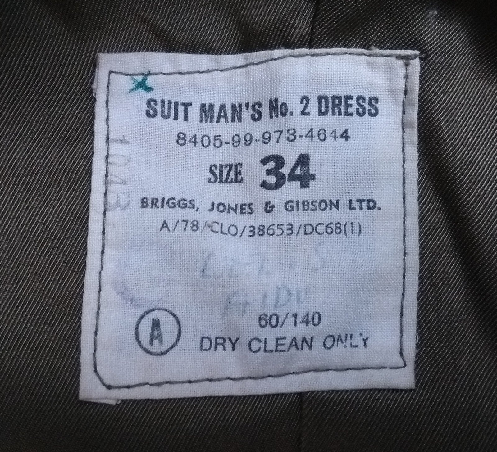RAOC Vintage Jacket No2 Dress Old Khaki Pattern With Collar Badges