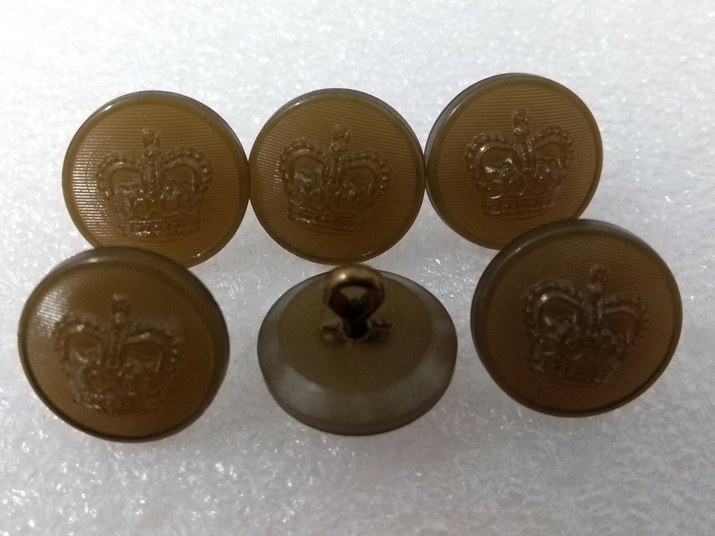Vintage Mil-spec Old Pattern St Edwards Crown Khaki Buff Ring Backed Buttons NOS