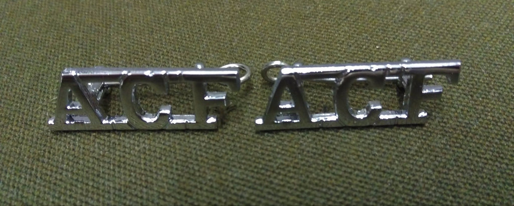 Genuine British "ACF" Chrome Army Cadet Force Shoulder Title Badges BRAND NEW
