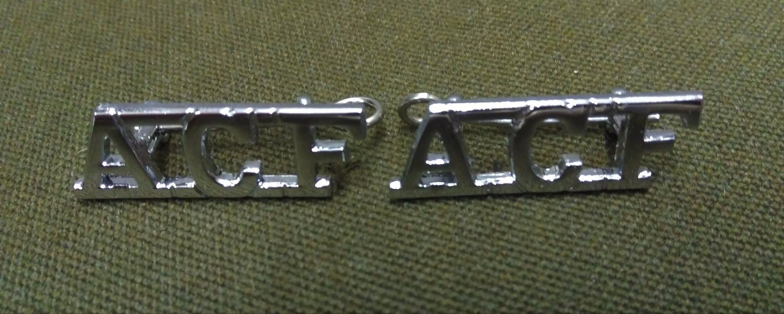Genuine British "ACF" Chrome Army Cadet Force Shoulder Title Badges BRAND NEW