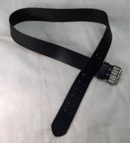 2" Utility Belt Full Grain Leather Nickel Plated Double Prong Roller Buckle