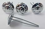 Genuine Issue 13.2mm Chrome Basic Rose Ornament Decorations x 4 NEW