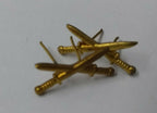 Vintage Insignia Badges Small Crossed Swords Prong Fittings 1 Pair Gold Coloured