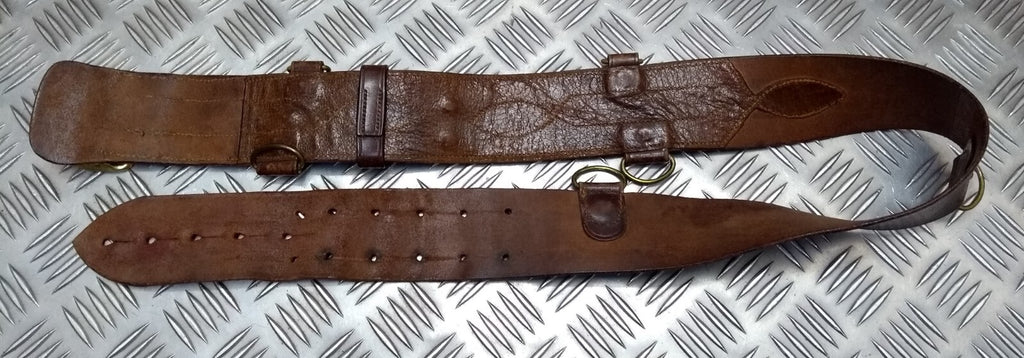 Vintage Sam Browne Belt Brown Leather No Shoulder Strap Brass Buckle & Fittings