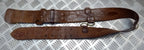 Vintage Sam Browne Belt Brown Leather No Shoulder Strap Brass Buckle & Fittings