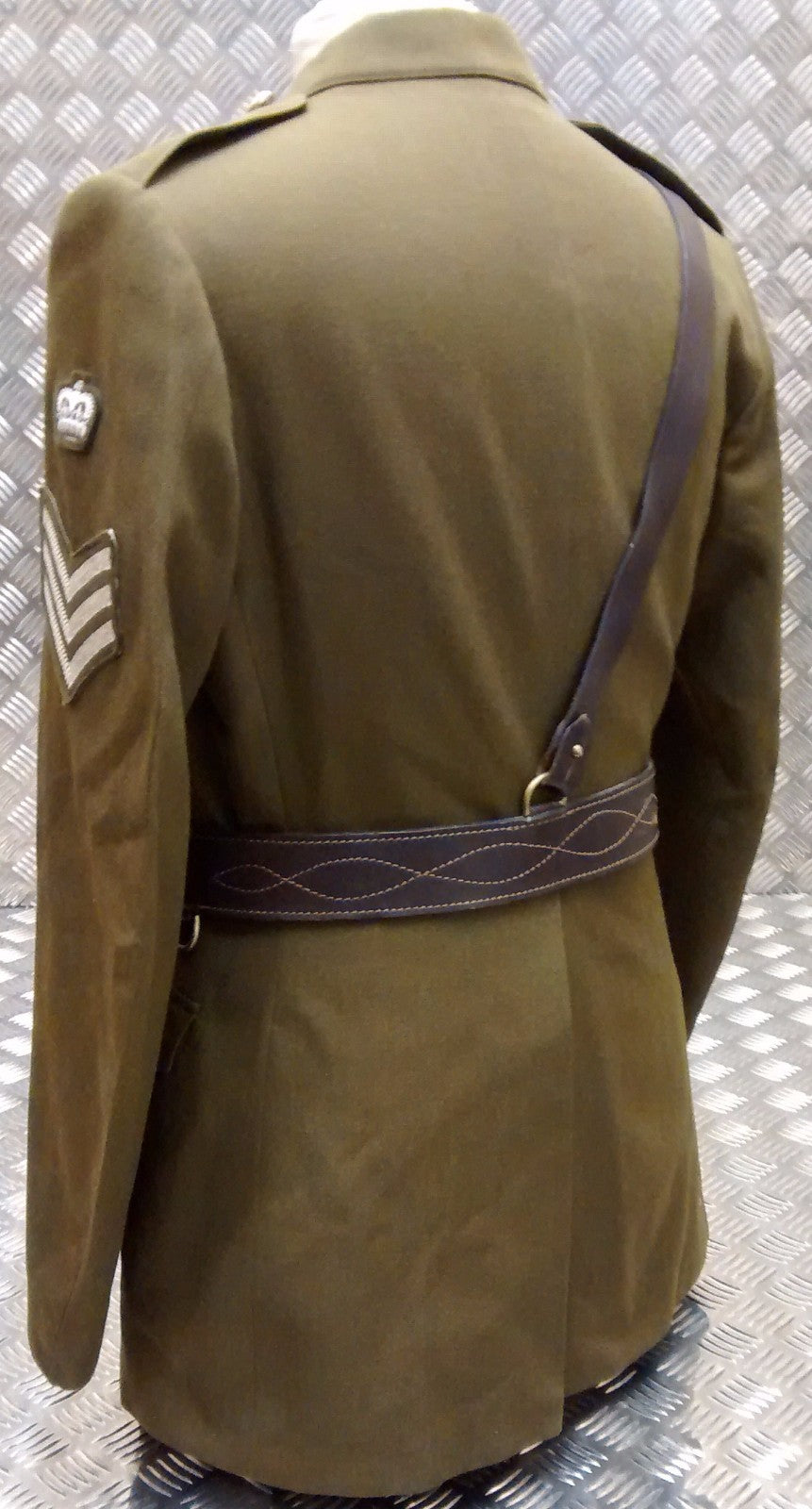 Vintage Brown Leather Sam Browne Belt Missing D Clip