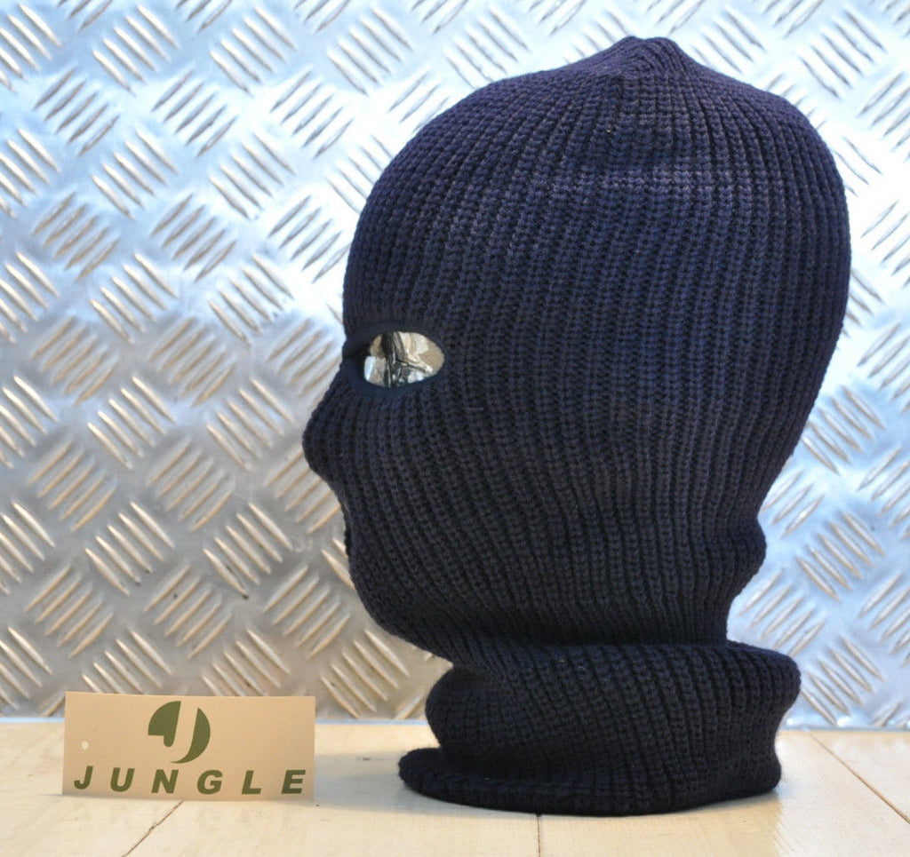 Three (3) Hole Knitted Balaclava, Very Warm - BLACK - Brand NEW