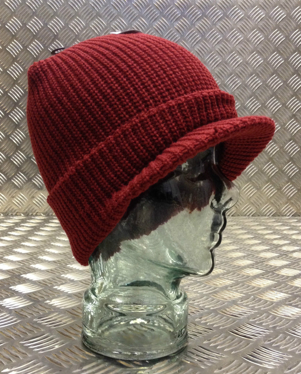 Dark Red / Maroon Peak / Peaked Beanie Hat / Radar Cap - One size - BRAND NEW