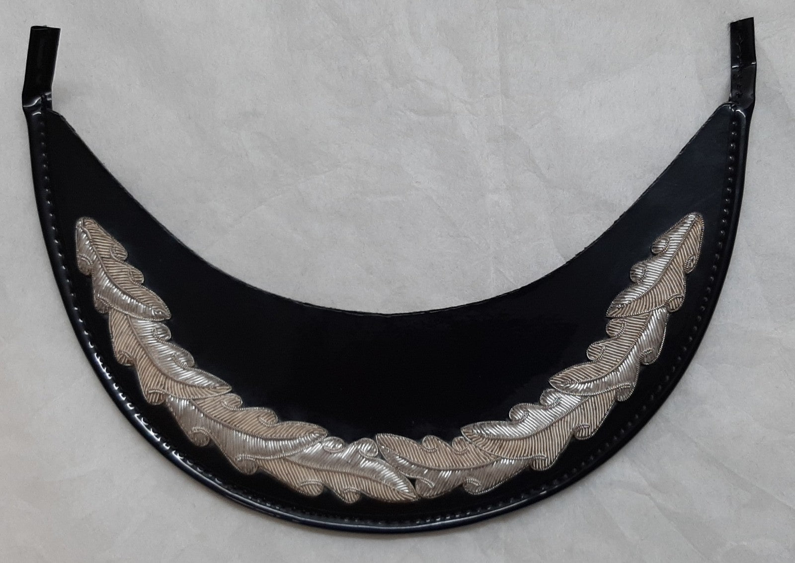 Officers Patent Peak British Forces Dress Hat Visor 1 Row Oak Leaf Silver Wire