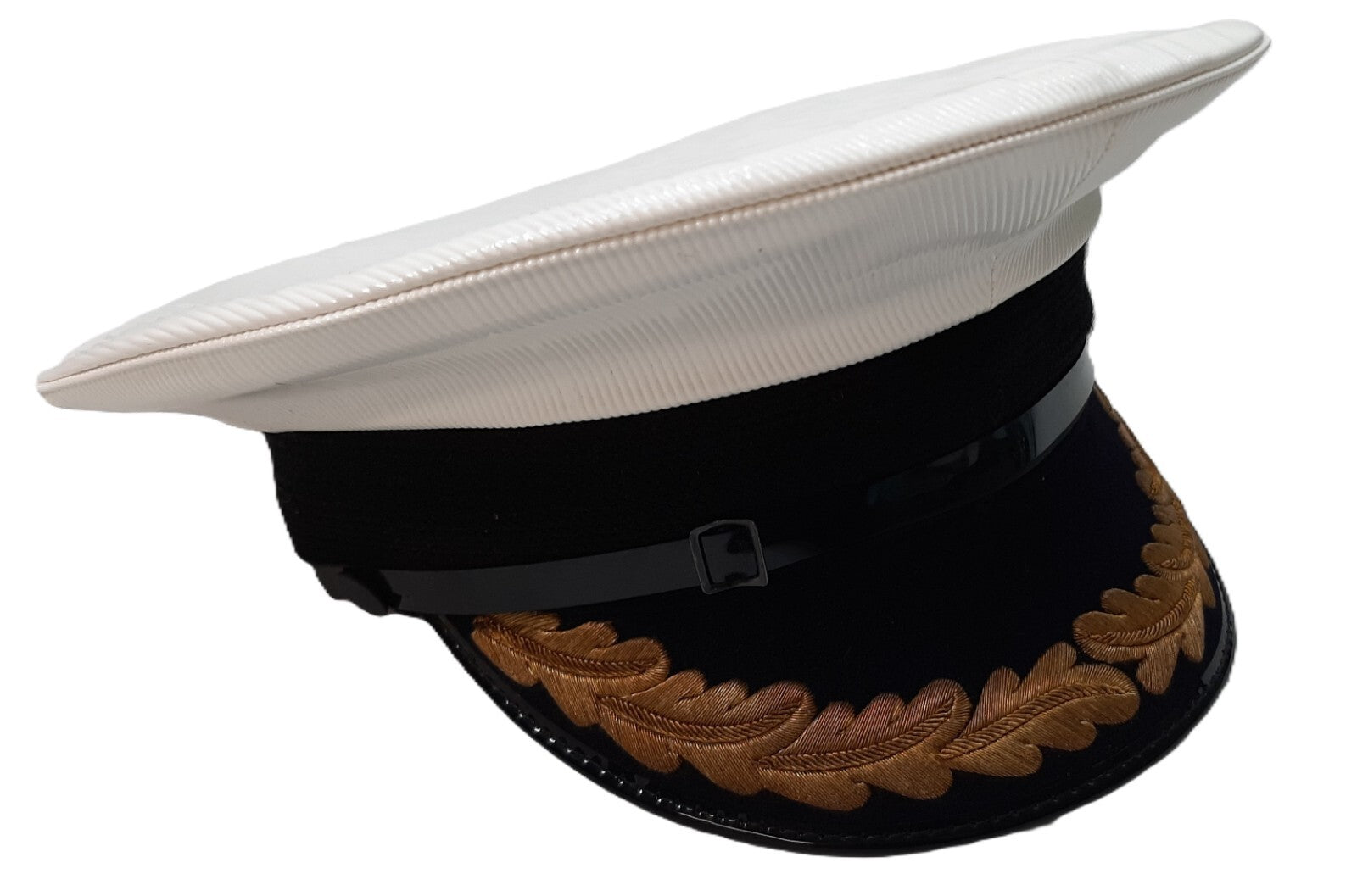 Vintage RN Hat 1968 Royal Navy Officers Capt and Cdr White Dress Visor Cap