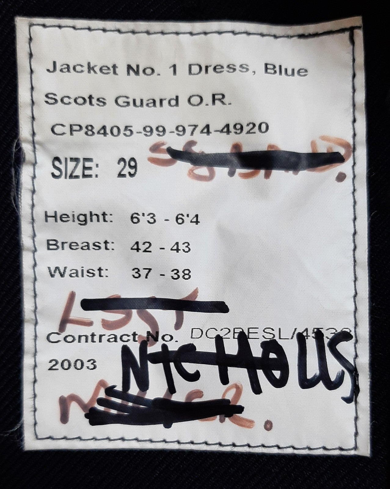 British Army Scots Jacket No1 Blue Dress Coat Chest 42/43"