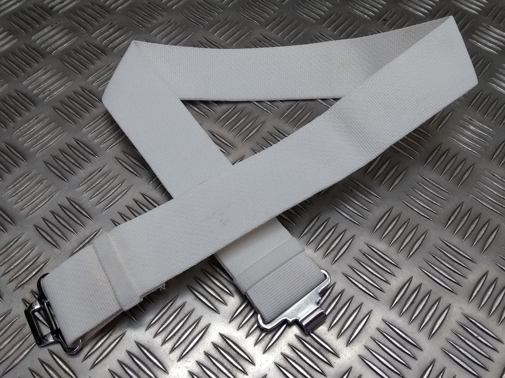 White Courlene Parade Belt With Chrome Buckle