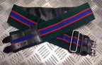 Genuine British Green With Red/Blue Stripes Double Buckles Stable Belt