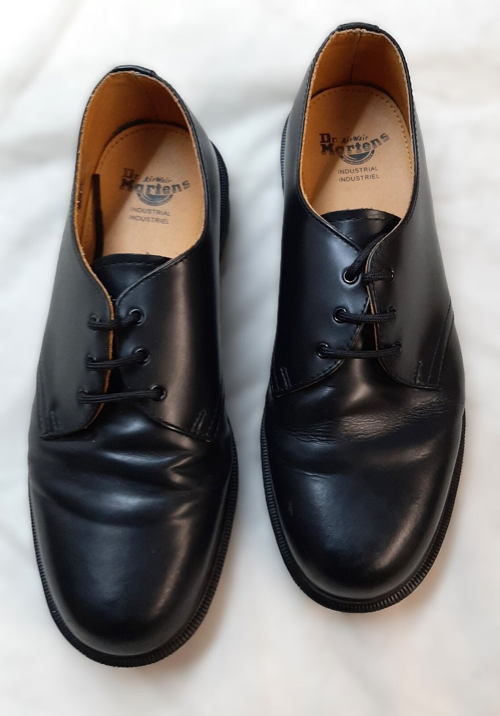 Dr. Martens Shoes Black Airwair Soles DM`s Industrial Full Grain Leather UK 10