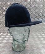 Patey Cap Navy Velvet Covered Hand Made - Navy Hunt Cap Riders Show Cap 59cm