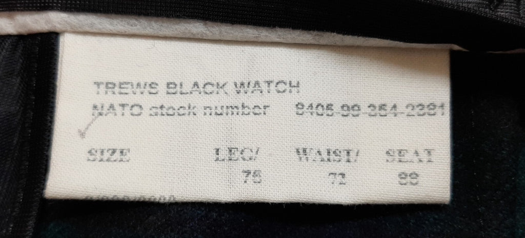 Black Watch Trews Scottish Tartan Trousers Old Pattern 75/72/88cm