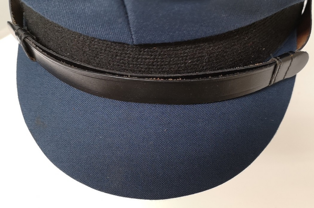 Plain Blue Cloth Peaked Hat with Chinstrap Size 55cm Hobson & Sons London